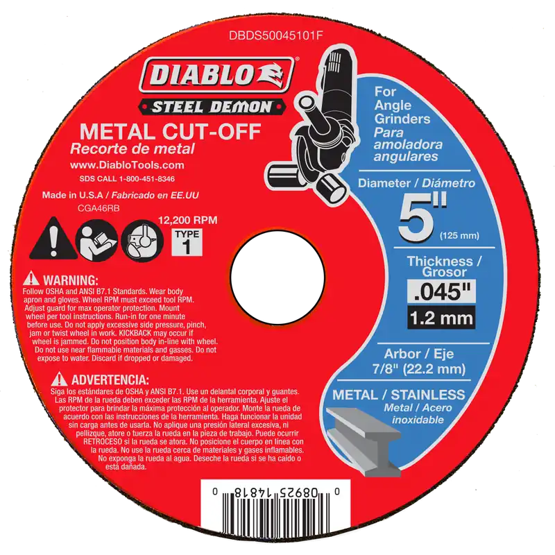 Diablo DBDS50045101F Steel Demon 5 in. Type 1 Metal Cut-Off Disc