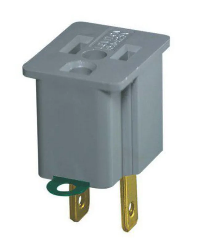 Leviton 274 125V Vinyl Grounded Adapter in Grey