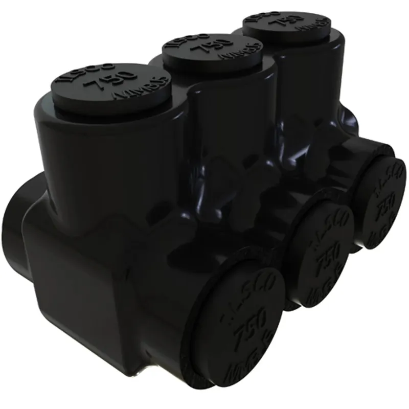 ILSCO PBTD-3-750 Nimbus Insulated Aluminum Multi-Tap Connector, Conductor Range 750-250, 3 Ports, Dual Sided Entry, Tin Plated, UL, CSA