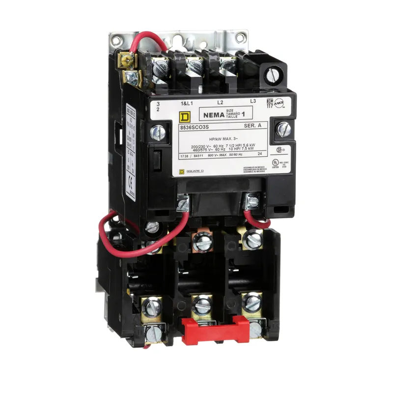 Square D 8536SCO3V01S 24 VAC 27 Amp 10 Hp 3-Pole Open Type Full Voltage Non-Reversing Magnetic Starter
