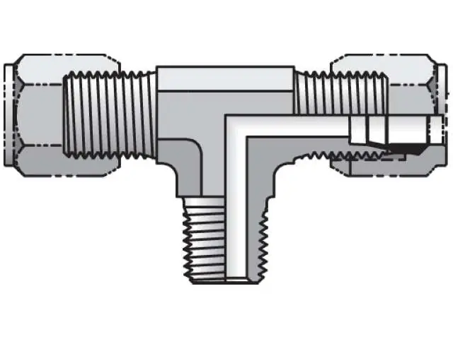 Parker 6SBU-SS Tee, 3/8 In x 1/4-18 Nominal, NPTF End Style