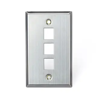 Leviton 43080-1S3 Stainless-Steel QUICKPORT Wallplate, Single-Gang, 3-Port