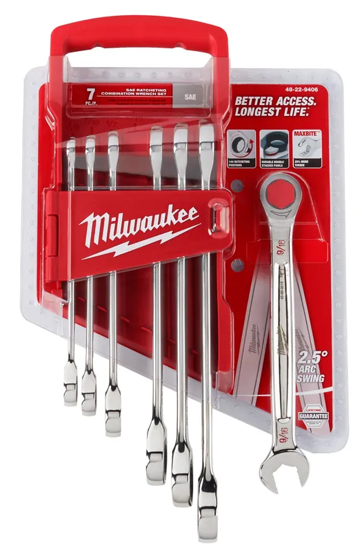 Milwaukee 48-22-9406 Ratcheting Combination Wrench Set - SAE