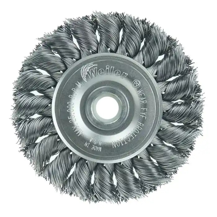 Weiler 08014 Wheel Brush - 3 in Diameter, 1/2 to 3/8 in Arbor Diameter, 3/8 in Width, 25000 RPM