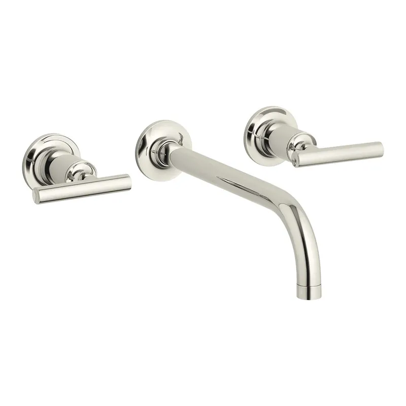 Kohler 087206800337 Purist K-T14414-4-SN Wall-Mount Bathroom Sink Faucet Trim with 9 90-Degree Angle Spout Vibrant Polished Nickel