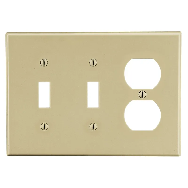 Hubbell P28I Wallplate, 3-G, 2) Tog 1) Dup, Iv 3G Cmbo Wallplate
