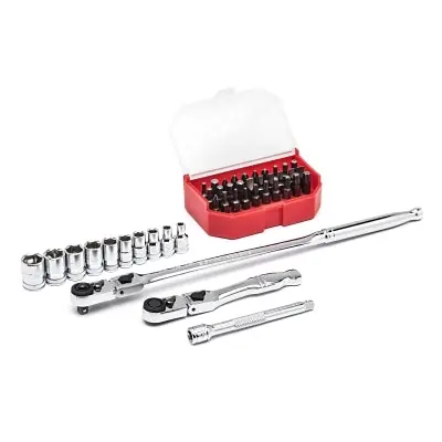 Gearwrench 81032 1/4 Drive Slim Line Head Ratchet Chrome Finish, 6 to 12 OAL, 72 Gear Teeth, Full Polished Handle, Reversible Head