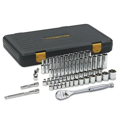 Gearwrench 80550P 56 Piece 3/8 Drive Chrome Finish Deep Well Socket Set 6 Points 1/4 to 1