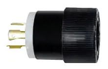 Hubbell Wiring Device-Kellems L1430P Hubbell-Pro 30amp 125/250v Black Nylon Locking Plug, 3-Pole, 4-Wire Grounding