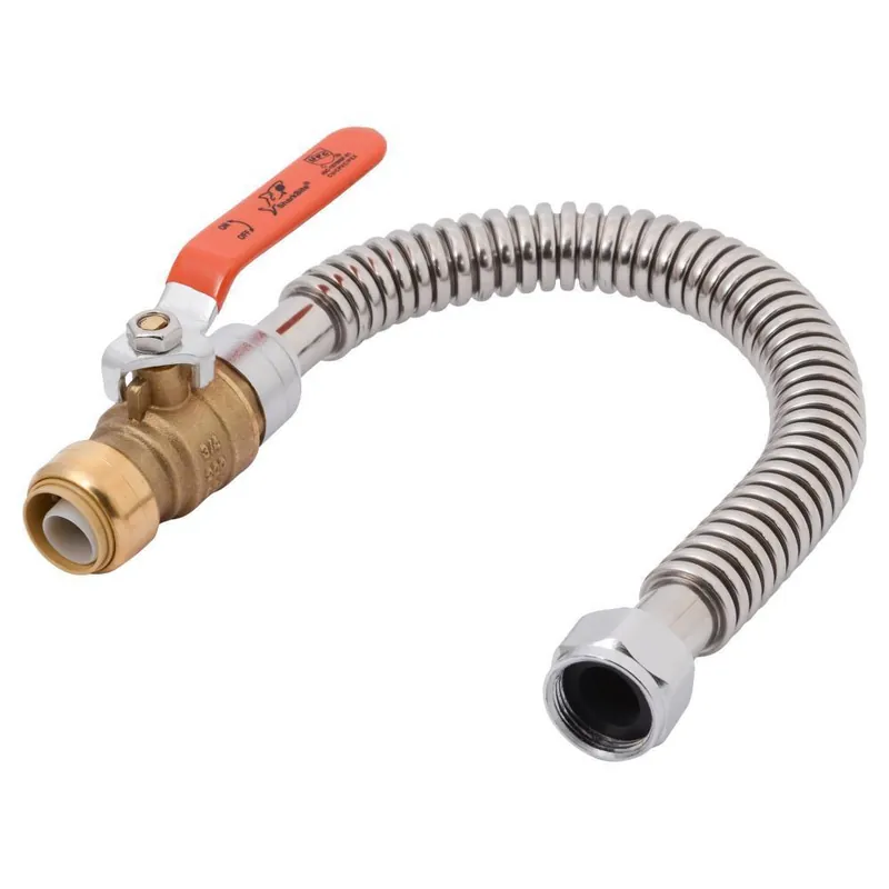 Sharkbite SS3088FLEX18BV Corrugated Flexible Water Heater Connector with Ball Valve, 3/4 inch x 3/4 inch FIP, 18 inch Length