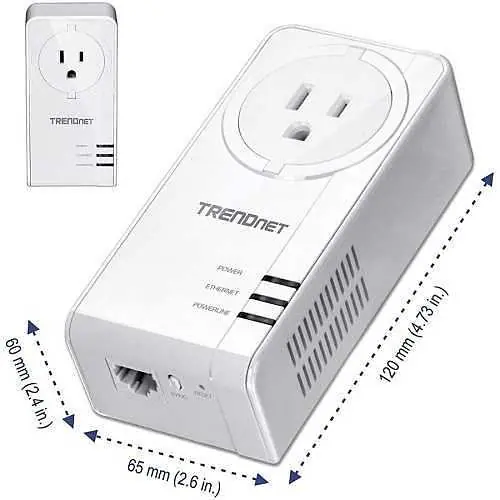 TRENDnet TPL-423E2K Powerline 1300 AV2 Adapter Kit with Built-In Outlet