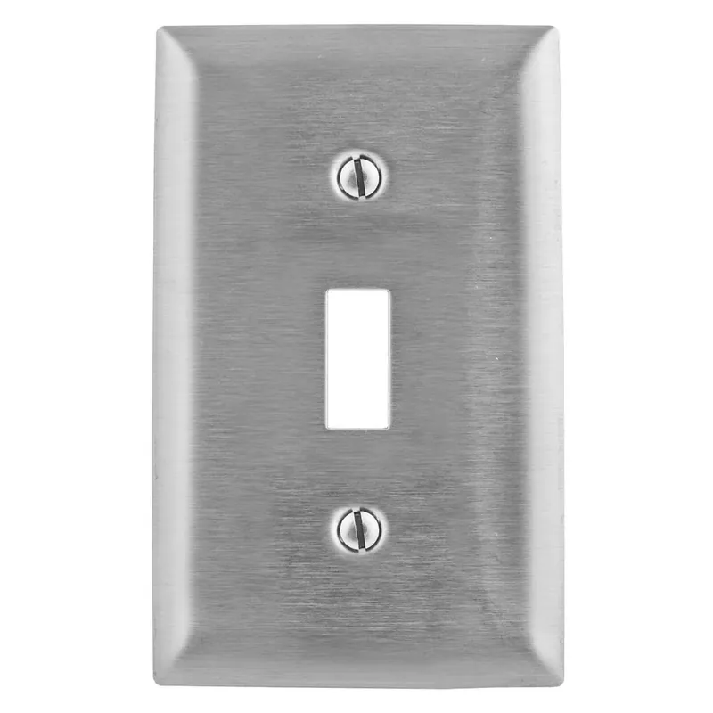 Hubbell Wiring Device-Kellems SS1L 1-Gang Stainless Steel 1-Toggle Switch Screw Mount Wallplate
