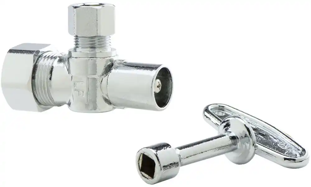 BrassCraft PLB113X-P 1/2 inch x 3/8 inch Compression with Loose Key 1/4-Turn Angle Stop Valve
