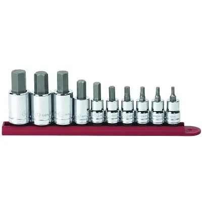 Gearwrench 80579 10 Piece 3/8 & 1/2 Drive Inch Hex Bit Socket Set 1/8 to 5/8 Hex