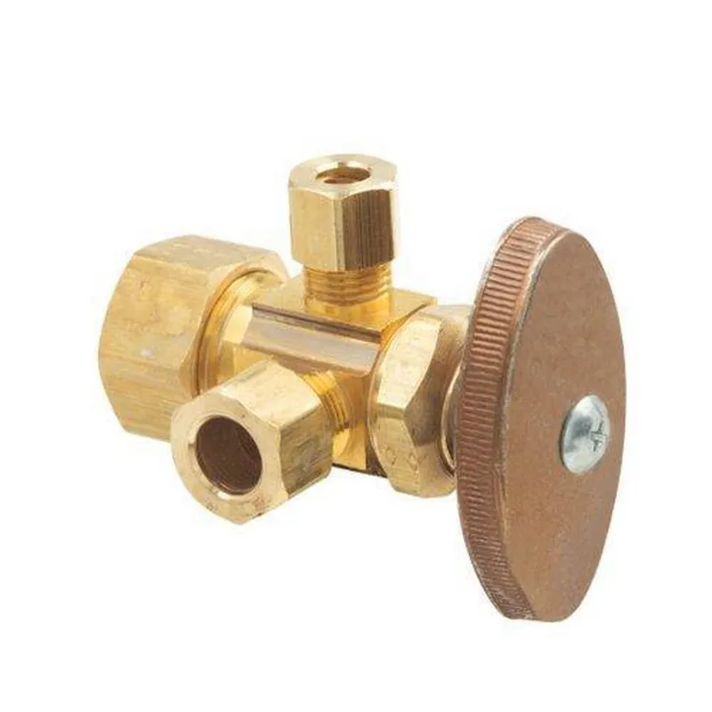 BrassCraft CR1900RXR1 Lead-Free Brass Dual Outlet Angle Stop, 1/2 inch x 3/8 inch OD x 1/4 inch OD, Compression x Compression x Compression