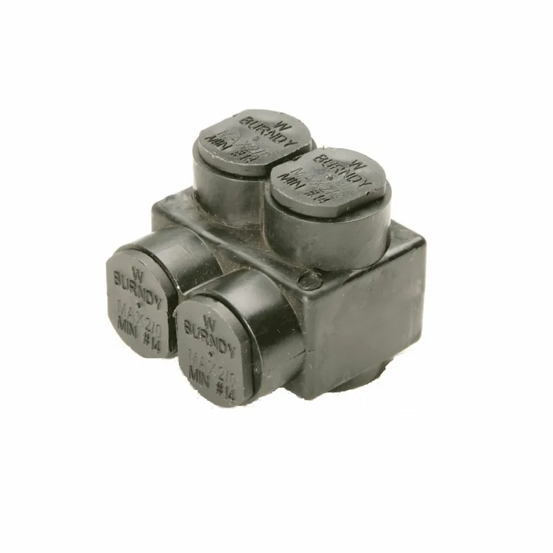 Burndy 1PL2502 Aluminum Multiple Tap Connector, UV Rated, 2 Port, 1 Sided Entry, 10 AWG-250 KCMIL
