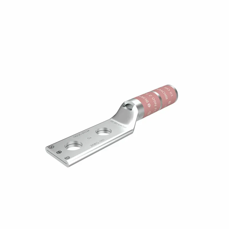 BURNDY YAZ2C2TC14 Copper Compression Lug, 2 AWG, 2 Hole with Inspection Window