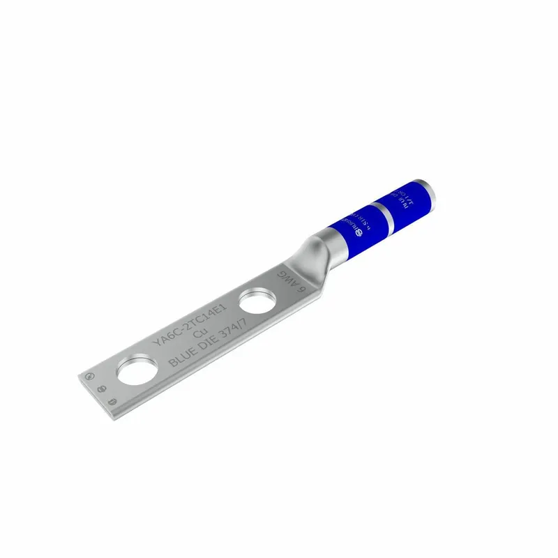 BURNDY YA6C2N 6 AWG CU, Two Hole, 1/2 Stud Size