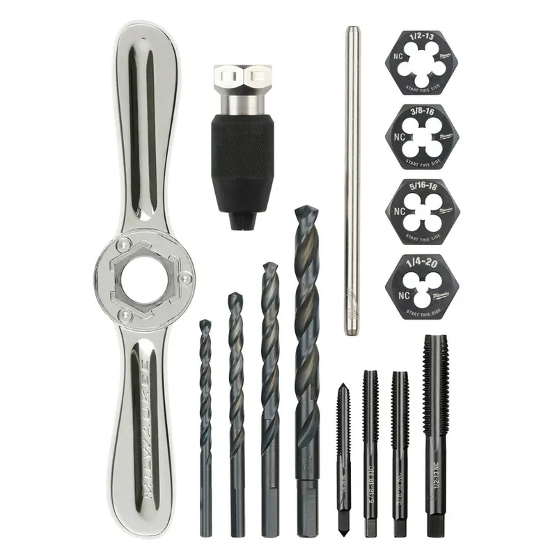Milwaukee Tool 49-22-5602 15PC SAE Tap and Die Set with Hex-LOK 2-in-1 Handle