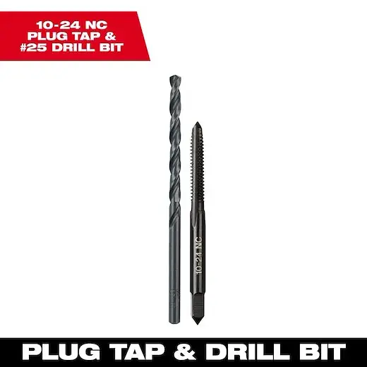 Milwaukee Tool 49-57-5525 10-24 NC Straight Flute Plug Tap & #25 Drill Bit