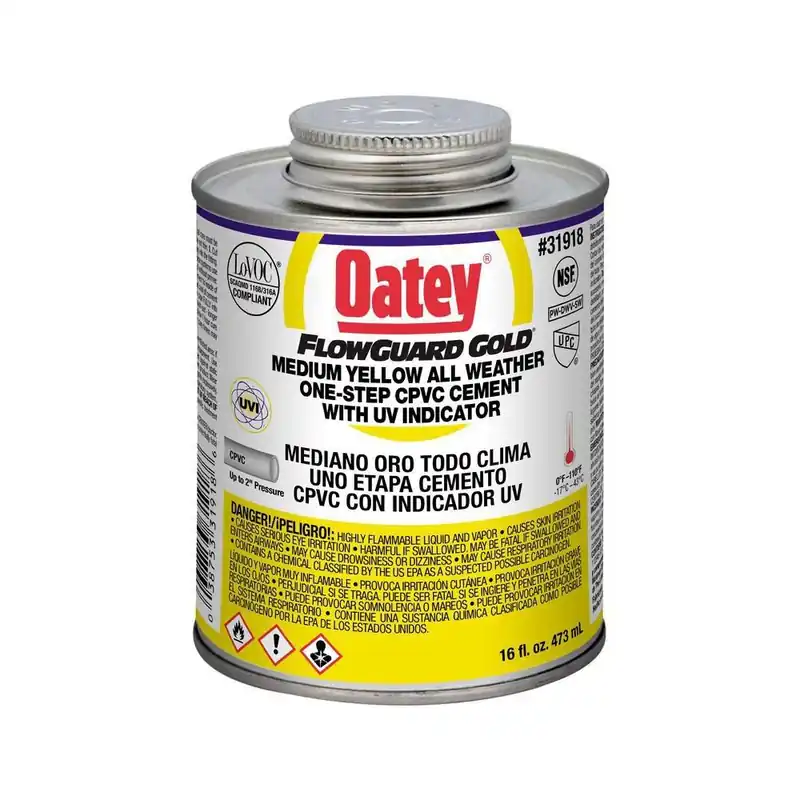 Oatey 31918 FlowGuard Gold 16 oz Fast Set Plastic Yellow Pipe Cement