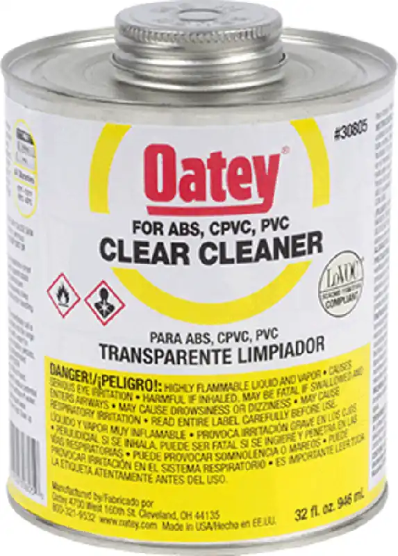MARS 73172 PVC Cleaner, Clear 32oz All Purpose for ABS/PVC/CPVC Oatey