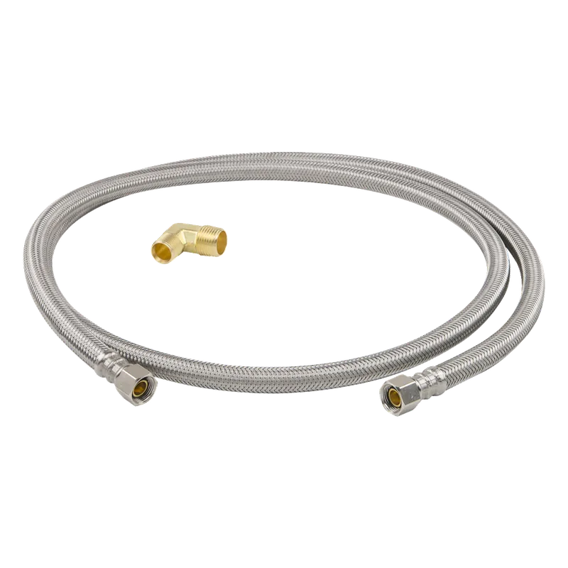 BrassCraft PLS1-60DW6 F 3/8 in. Comp. x 3/8 in. Comp. with 3/4 in. Garden Hose Elbow x 60 in. Braided Stainless Steel Dishwasher Connector
