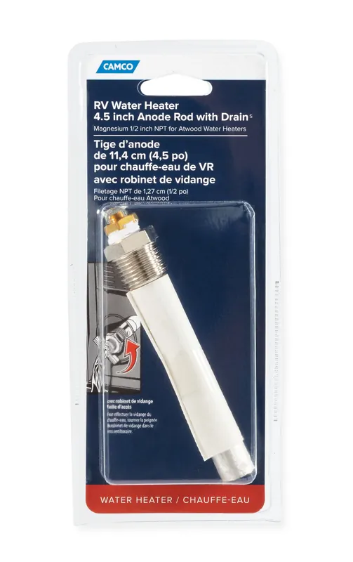 Camco 11533 Anode Rod - Mag 1/2-14NPTx4-1/2Lx0.600OD w/DrainV(Atwood)