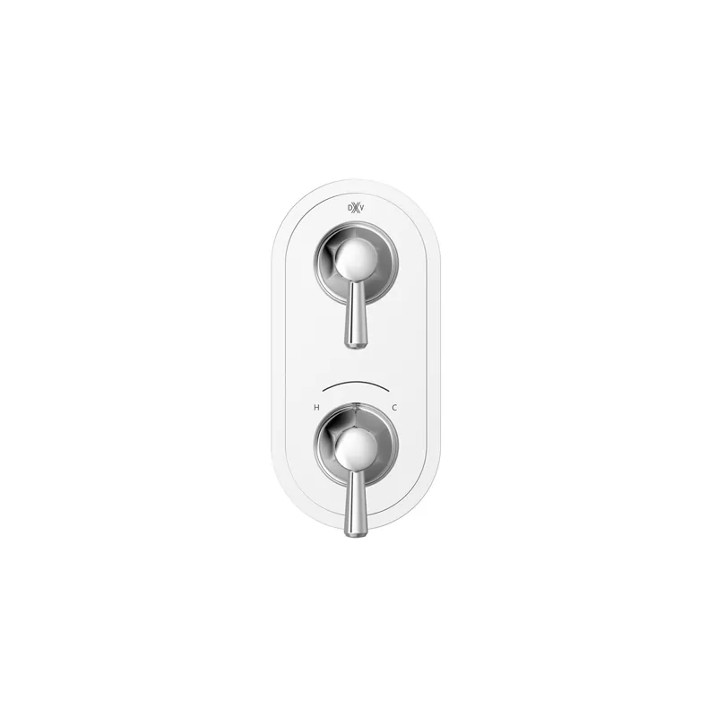 DXV D35160527.100 Fitzgerald 2-Handle Thermostatic Valve Trim Only with Lever Handles in Polished Chrome