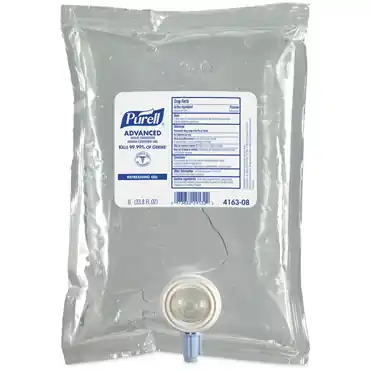 Gojo 4163-08 Purell Advanced Hand Sanitizer Green Certified Gel 1000 mL Refill