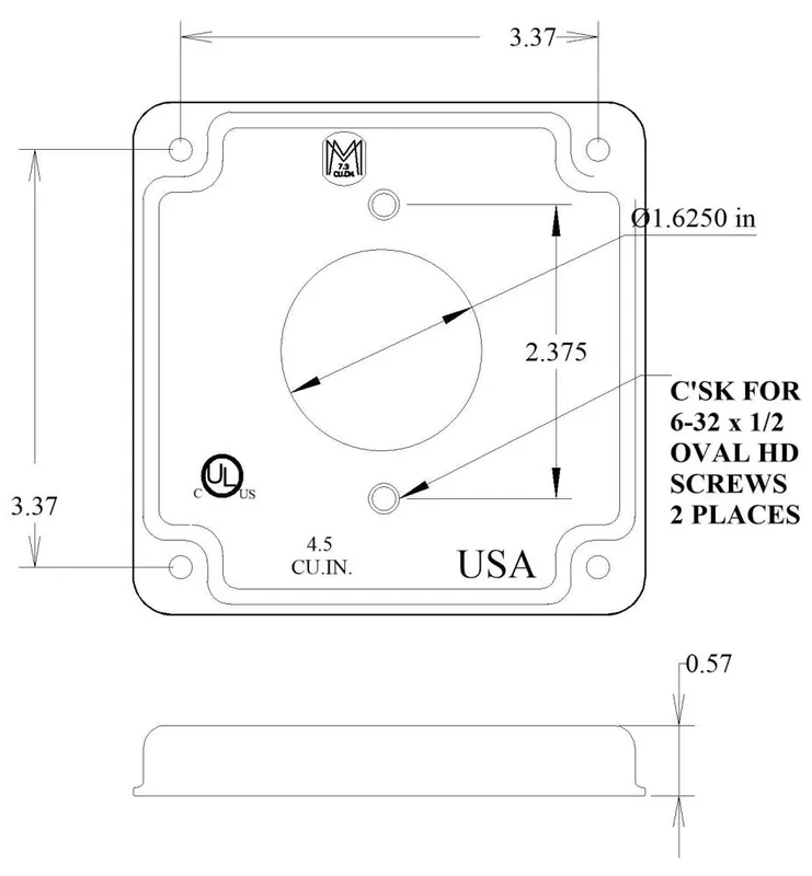 Mulberry 11421 MULB 4IN SQ 1/2 RSD RCPT CVR