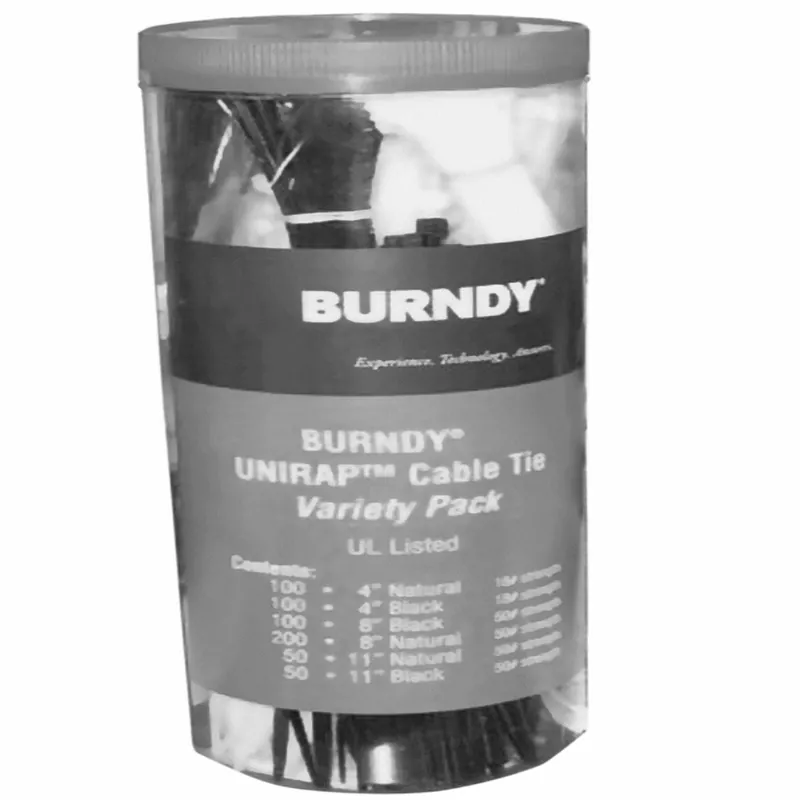 Burndy CTASST Cable Tie Canister Variety Pack, Includes: 4 Length, 18 Lbs, Natural & Black, 8 Length, 50 Lbs, Natural & Black, 11 Length, 50 Lbs, Natural & Black