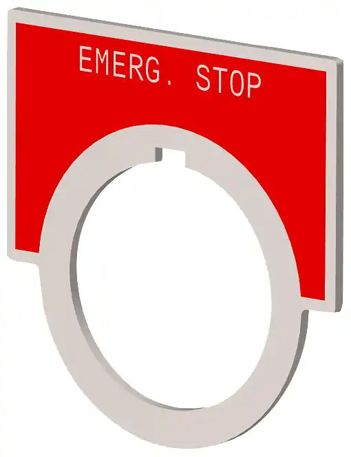 Siemens 52NL16R 2 x 1-7/16 Inch Emergency Stop Red with Brushed Aluminum Large Push Button Legend Plate