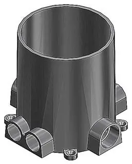 Steel City 68P Flush Service Floor Box, 100 Cubic Inches, Opening Diameter 5-5/32 Inches, Base Diameter 6-3/8 Inches, Depth 6 Inches, 3/4 Inch and 1 Inch Conduit Tapping