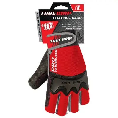 True Value 9863-23 Large Pro Fingerless Gloves Reinforced Palm Gloves