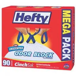 True Value E84574 Hefty Tall Drawstring Kitchen Bags with Odor Block 13-Gal. 90-Ct.