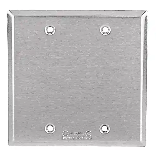 Red Dot 2CCB Two Gang Weatherproof Receptacle Cover, Silver, Blank, Device Mount