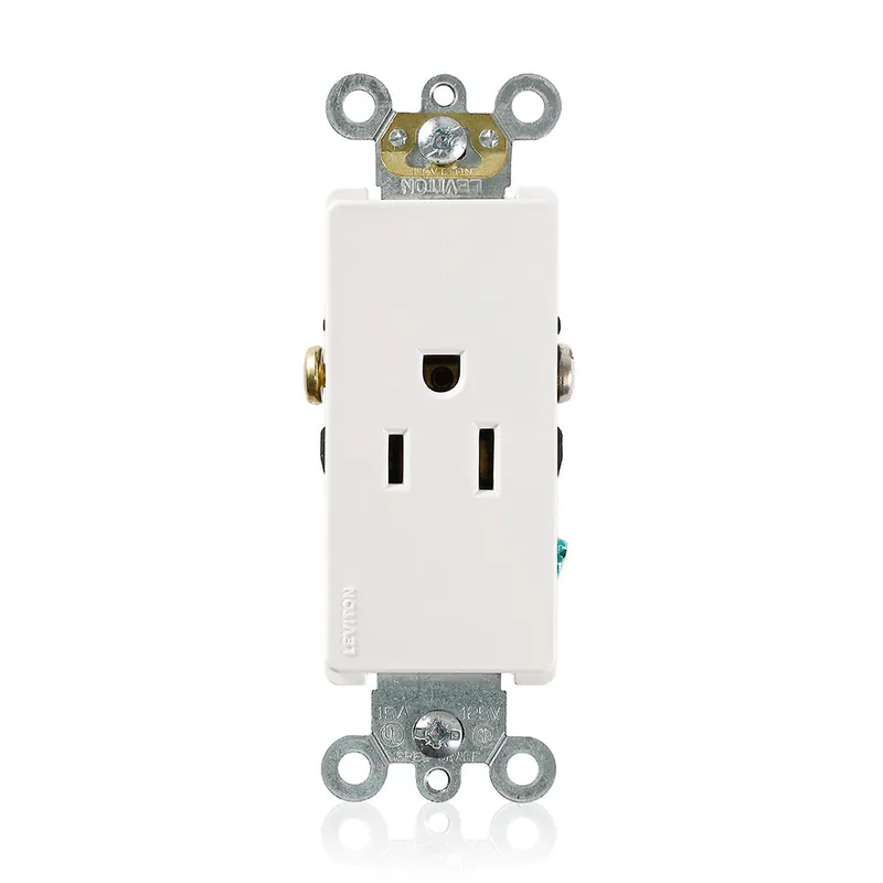 Leviton 16251-W Decora Plus Single Receptacle 15 Amp 125 Volt NEMA 5-15R