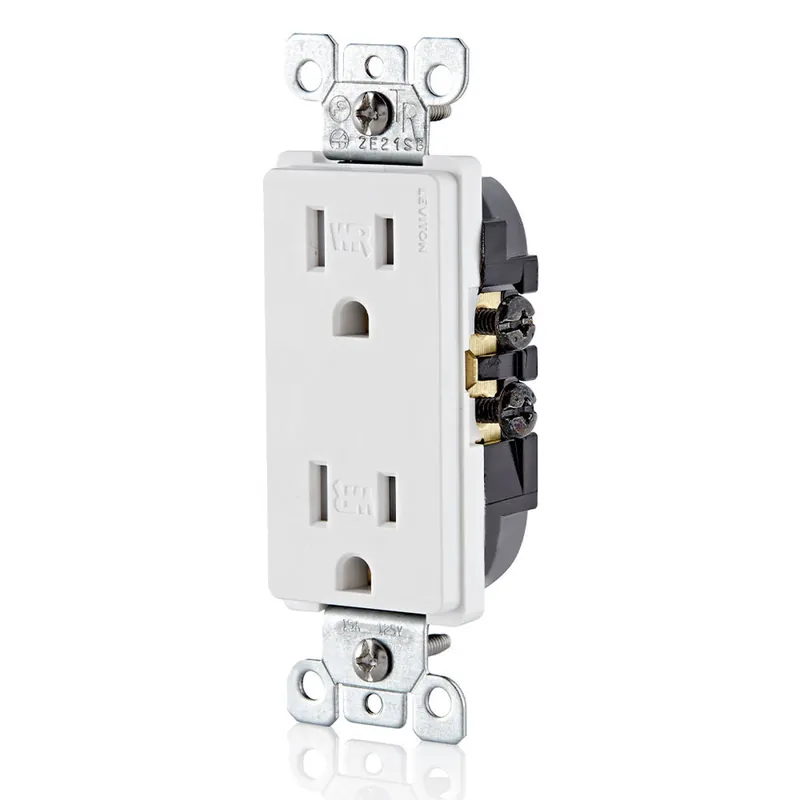 Leviton W5325-T0W Decora WR/TR 15A Duplex Receptacle WH