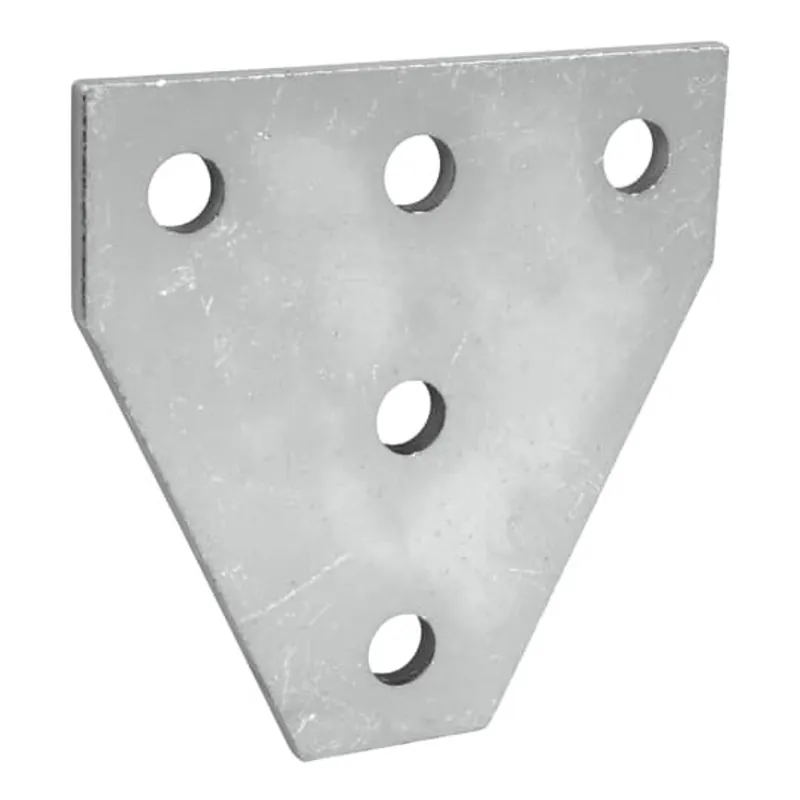 SUPERSTRUT AB261-EG Plate, Five Hole Tee, Length 5-3/8 Inches, Width 5-3/8 Inches, Hole Diameter 9/16 Inch, Electro-Galvanized Steel