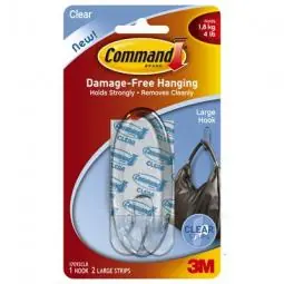 TRUE VALUE 17093CLR Command Hook, Clear, Large, 1-Pk.