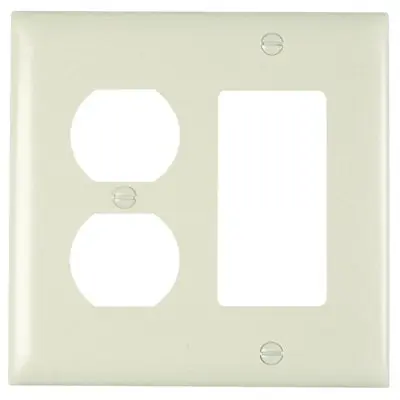 TRUE VALUE TP826LACC12 Wall Plate, 2-Gang, Decorator & Duplex, Light Almond Nylon
