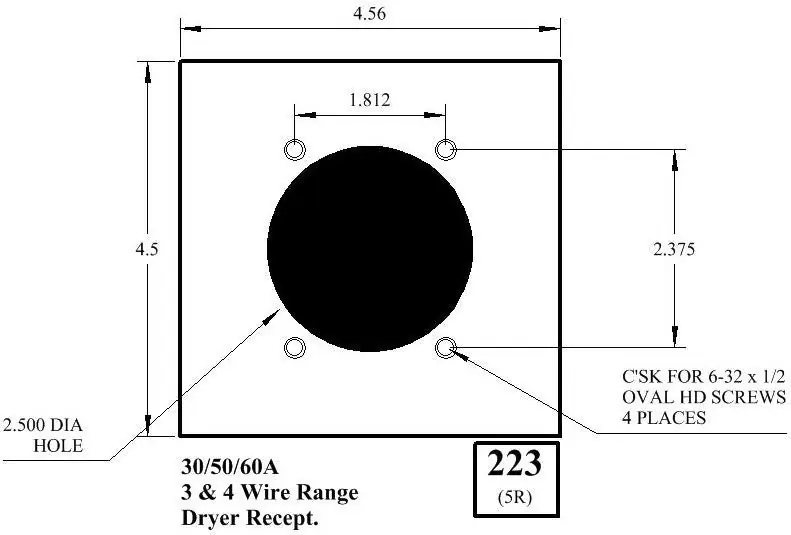 Mulberry 97223 2G SAT-SS .030 STD SQ 2.48 DIA. PLT FOR 2.447 4W RCPT