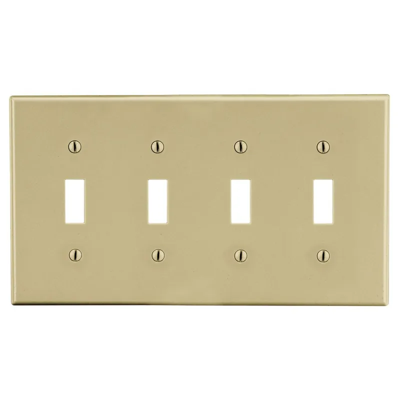 Hubbell PJ4I Hubw Wallplate, M-Size, 4-G, 4) Tog, Iv 4G Switch Wallplate