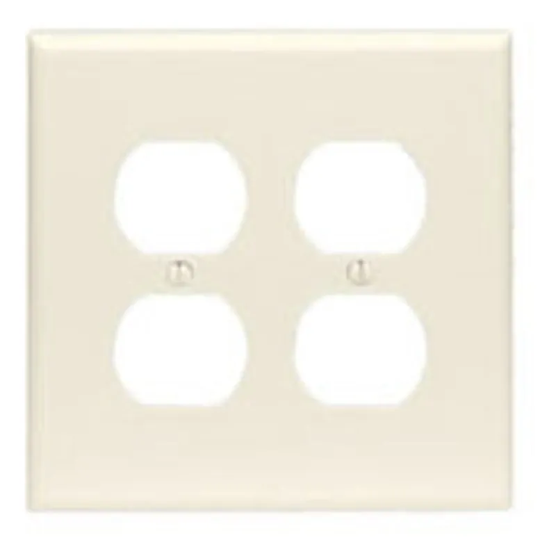Leviton 80516-T 2-Gang Duplex Device Receptacle Wallplate Midway Size Light Almond