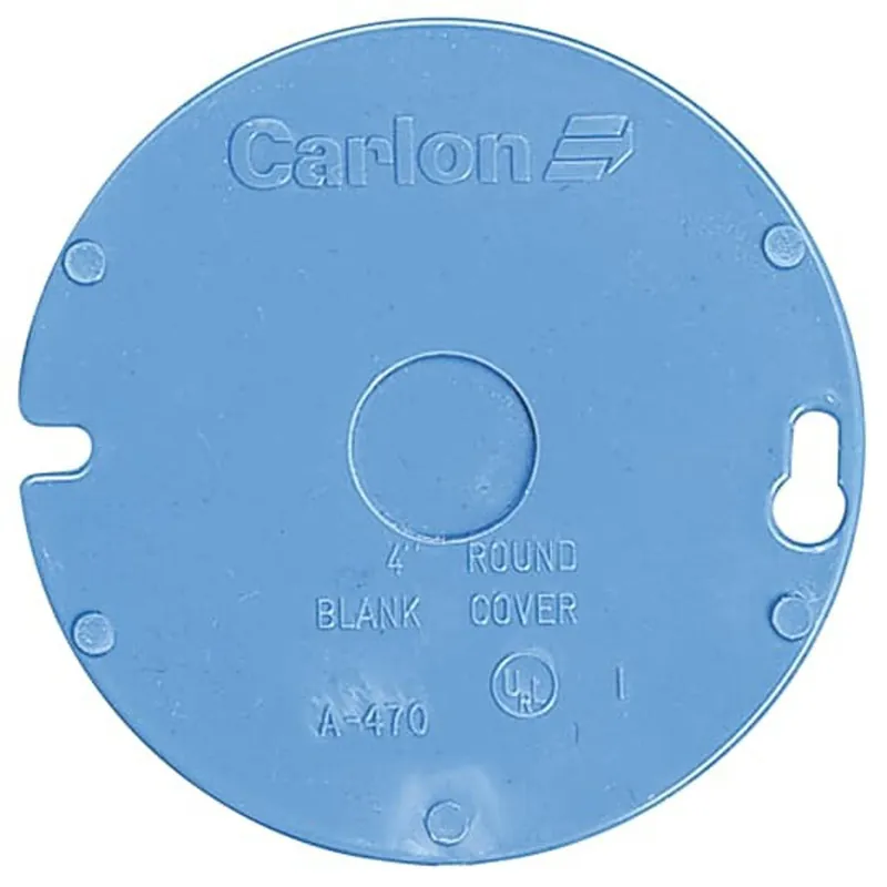 Carlon A470D Round Blank Box Cover Diameter 4 Inches Knockout Size 1/2 Inch