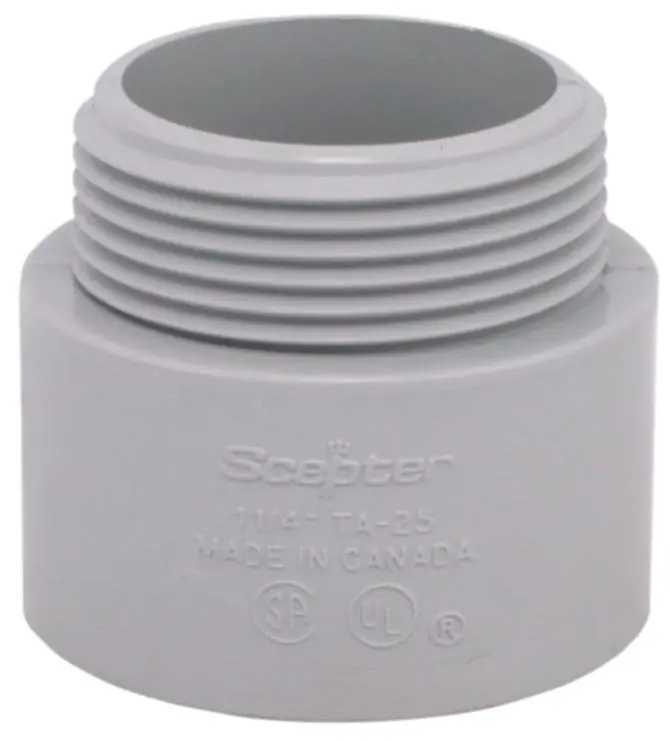 Scepter 077024 Rigid PVC Conduit 1-1/4 Inch Male Thread Terminal Adapter Fitting