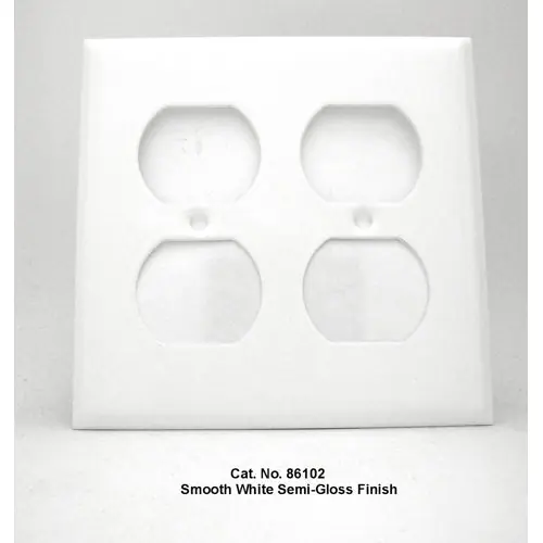 Mulberry 86102 Standard Receptacle Wallplate, 2 Gangs, 4.5 in H x 4.562 in W