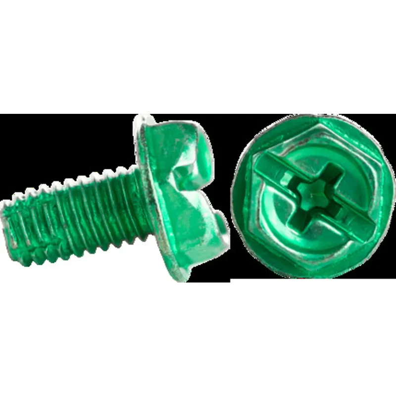 CULLY 80006J 10-32 x 3/8 Green Grounding Screws, Type F Point, Hex Washer Head, Phillips/Slotted, Zinc Plated, Jar