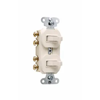 Pass & Seymour 693LA 15 Amp 120/277 VAC 3-Way Light Almond Non-Grounding Duplex Combination Switch